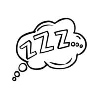 cómic burbuja zzz. dormido vector icono.