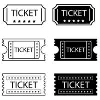 Ticket vector icon set. Movie or theatre coupon illustration sign collection.