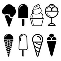 Ice cream icons vector set. Ice cream illustration symbol collection.