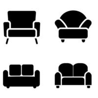 Furniture black icons Vector set. Furniture illustration symbol collection.