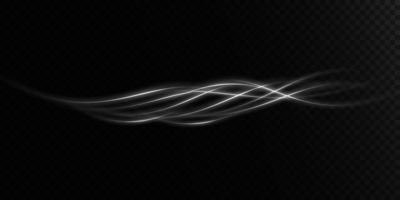 Abstract light lines of movement and speed in white. Light everyday glowing effect. semicircular wave, light trail curve swirl, car headlights, incandescent optical fiber png. vector