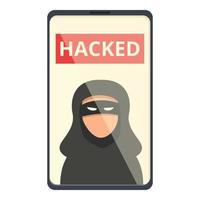 Hacked data icon cartoon vector. Cyber attack vector