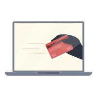 Credit card steal icon cartoon vector. Cyber attack vector