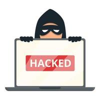 Hacked system icon cartoon vector. Cyber attack vector