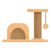 Pet cat house icon cartoon vector. Tower post vector