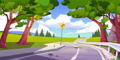 Mountain valley landscape with highway road vector