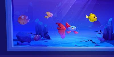 Underwater marine aquarium illustration with fish vector