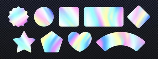 Holographic iridescent texture sticker or label, vector