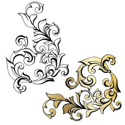 Vector damask vintage baroque scroll ornament swirl. Victorian monogram heraldic shield swirl. Retro floral leaf pattern border foliage antique  acanthus calligraphy engraved tattoo.Tile decor element