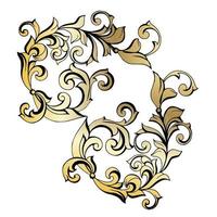 Vector damask vintage baroque scroll ornament swirl. Victorian monogram heraldic shield swirl. Retro floral leaf pattern border foliage antique  acanthus calligraphy engraved tattoo.Tile decor element