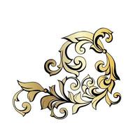 Vector damask vintage baroque scroll ornament swirl. Victorian monogram heraldic shield swirl. Retro floral leaf pattern border foliage antique  acanthus calligraphy engraved tattoo.Tile decor element