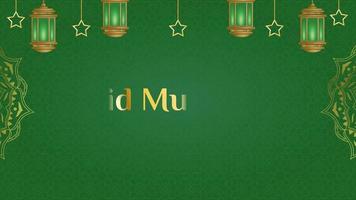 vert Animé eid mubarak avec tournant or mandala et islamique lanterne video