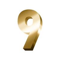 3d gold number 9 vector eps with transparent background