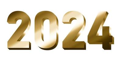 3d gold year 2024 illustration vector eps with transparent background