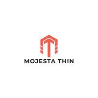 Abstract initial letter MT or TM logo in red color isolated in white background applied for battery company logo also suitable for the brands or companies have initial name TM or MT. vector