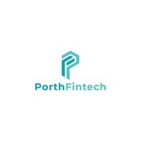 Abstract initial letter PF or FP logo in blue color isolated in white background applied for financial technology company logo also suitable for the brands or companies have initial name FP or PF. vector
