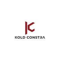 Abstract initial letter KC or CK logo in red color isolated in white background applied for construction company logo also suitable for the brands or companies have initial name CK or KC. vector