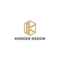 Abstract initial letter KD or DK logo in gold color isolated in white background applied for architectural company logo also suitable for the brands or companies have initial name DK or KD. vector