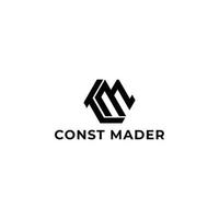 Abstract initial letter CM or MC logo in black color isolated in white background applied for construction company logo also suitable for the brands or companies have initial name MC or CM. vector