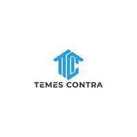 Abstract initial letter TC or CT logo in blue color isolated in white background applied for construction management company logo also suitable for the brands or companies have initial name CT or TC. vector