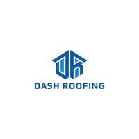 Abstract initial letter DR or RD logo on blue color isolated on white background applied for roofing company logo also suitable for the brands or companies have initial name RD or DR. vector