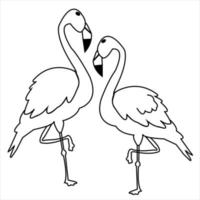 linda vector flamenco soltero y con Pareja pájaro dibujos animados ilustración Arte.