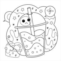 Cute vector kawaii coloring page for kids and adult illustration art