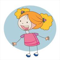 Vector cute girl of a simple cartoon illustration art.