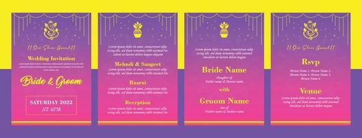 Indian wedding invitation card template ready to print vector