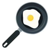 Black pan with fried egg vector