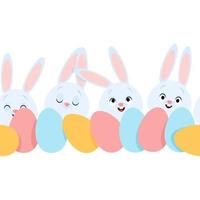 Easter eggs and bunnies seamless border vector