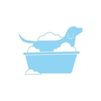 Washable dog logo in blue vector