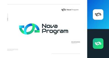 resumen y moderno letra norte logo diseño con vinculado concepto en azul y verde degradado estilo. adecuado para negocio y tecnología empresa logo vector