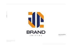 JG or JC Initial Logo Design in Blue and Orange Color Combination vector