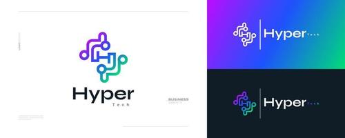 Modern Letter H Logo Design with Connected Technology Concept in Colorful Gradient Style vector