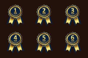 gold color warranty badge elements collection various years vector