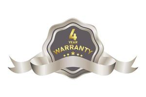 warranty badge illustration in gold silver color vector