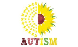 Autism Sunflower Icon Colorful Design, Puzzle Pieces. vector