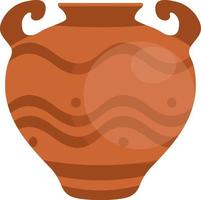 ancient amphora icon with two handles. Old traditional vintage pot. Antique clay vase jar. Ceramic jug archaeological artefact. Greek or Roman vessel pottery for wine, oil. vector