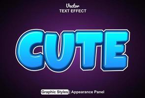 cute text effect with graphic style and editable. vector