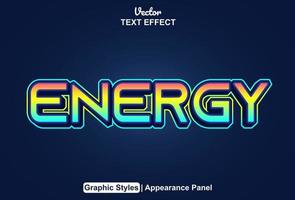 energy text effect with graphic style and editable. vector