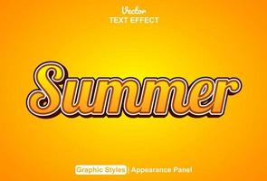 summer text effect with graphic style and editable. vector