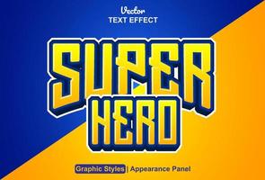 super hero text effect with yellow graphic style and editable vector