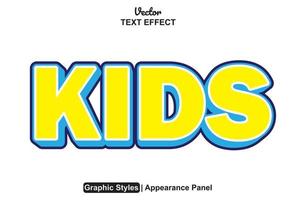 kids text effect with yellow color graphic style editable. vector