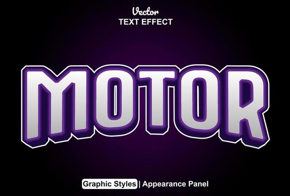 motor text effect with purple color graphic style editable.