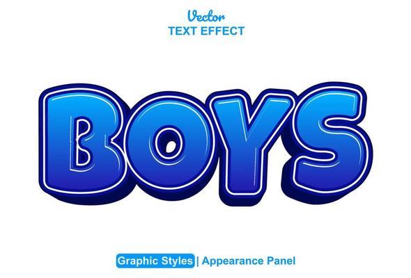 boys text effect with blue color graphic style editable.