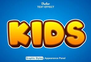 kids text effect with orange color graphic style editable. vector