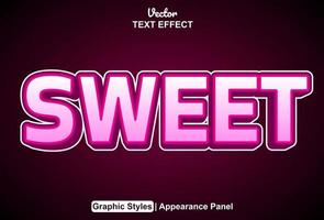 sweet text effect with pink graphic style editable. vector