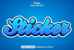 sticker text effect with blue color graphic style editable. vector