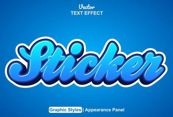 sticker text effect with blue color graphic style editable.